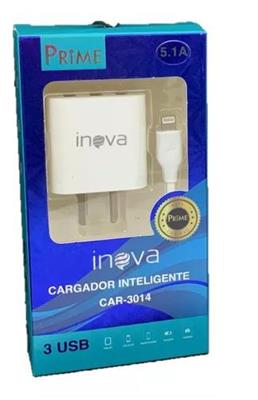 CARGADOR IPHONE 5.1A CON CABLE SEPARADO INOVA CAR-3014