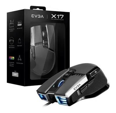 MOUSE GAMER EVGA X17 GREY, 8K, WIRED, CUSTOMIZABLE, 16,000 DPI REMANUFACTURADA