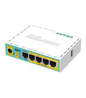 ROUTER MIKROTIK ROUTERBOARD HEX POE LITE RB750UPR2 BLANCO Y TURQUESA 100V/240V