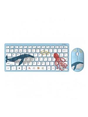 TECLADO Y MOUSE INALAMBRICO NETMAK ULTRA SLIM KIDS AZUL NM-KB401-B