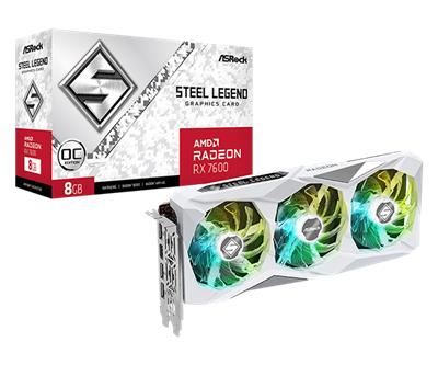 PLACA DE VIDEO RX7600 RADEON STEEL LEGEND 8GB OC W